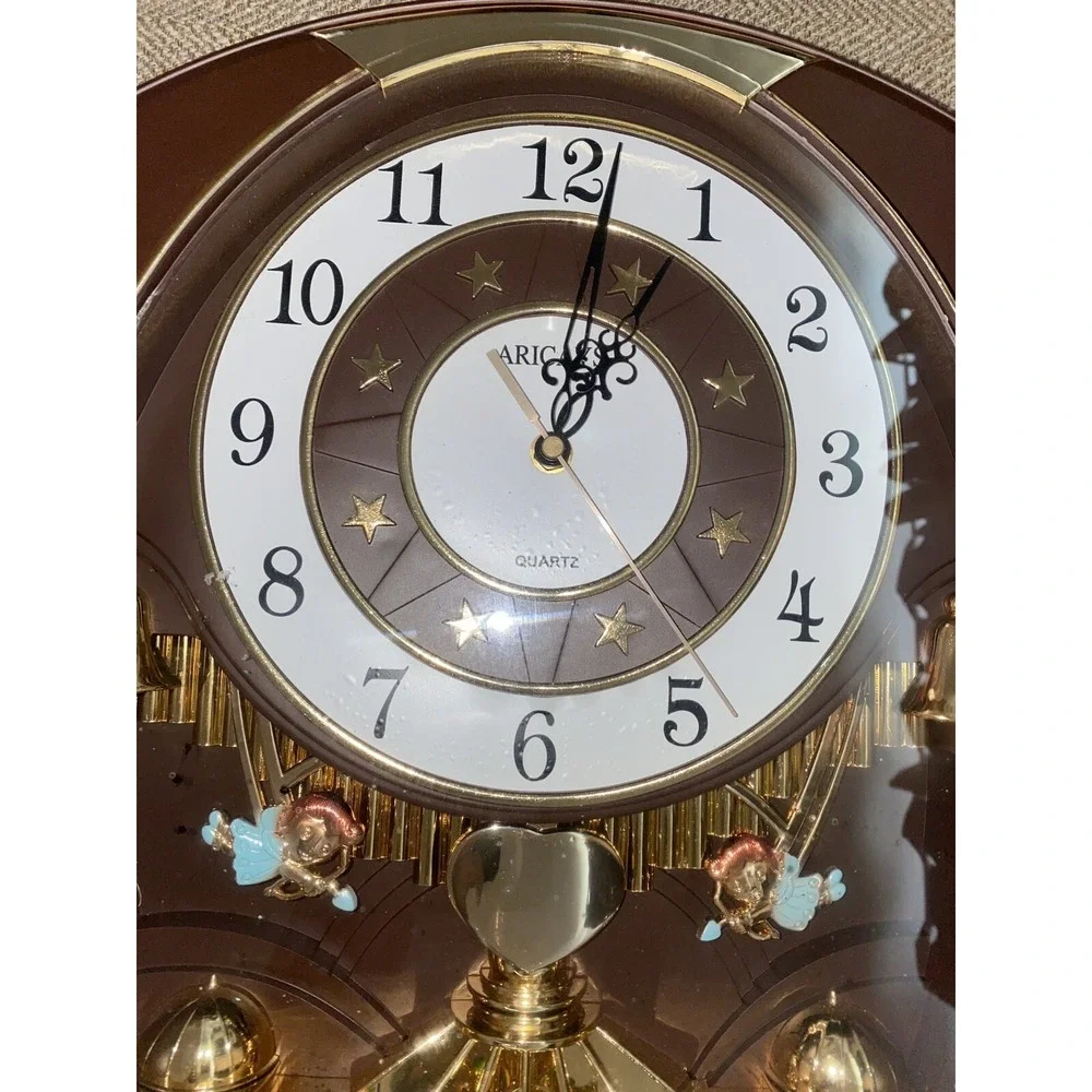 Vintage Aricays Romanza Musical Quartz Wall Clock Angels Cupid Please Read!‎